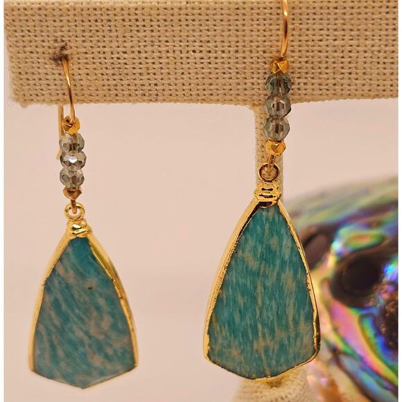 Amazonite Faceted Teardrop GF Crystal Artisan Earring - Picture 6 of 6